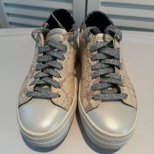 P448 Women’s Thea Platform Sneakers in Sunset (mauve pink, cream, and silver)